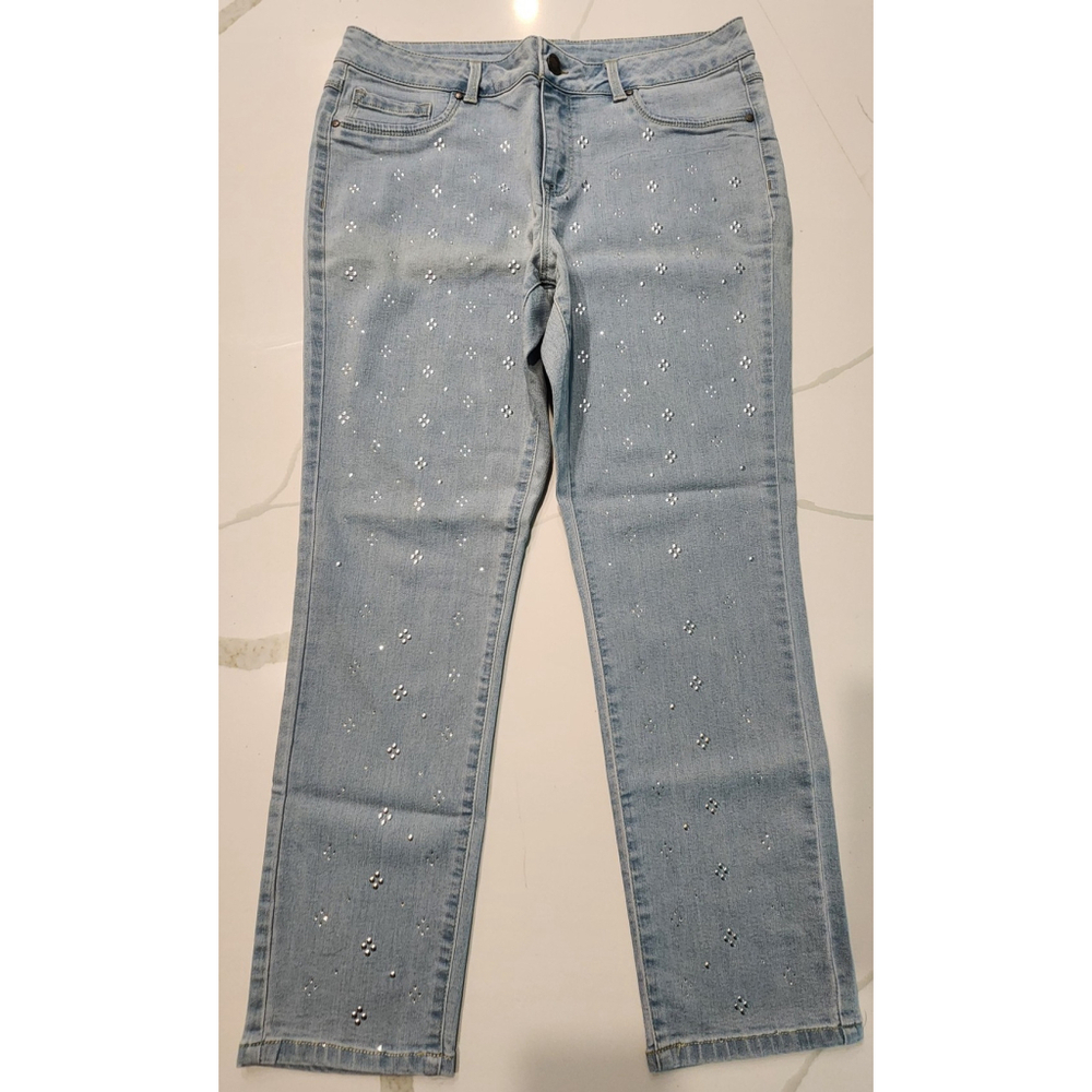 Workshop Republic Clothing Embellished Stretch Denim Blue Jeans Women's 10